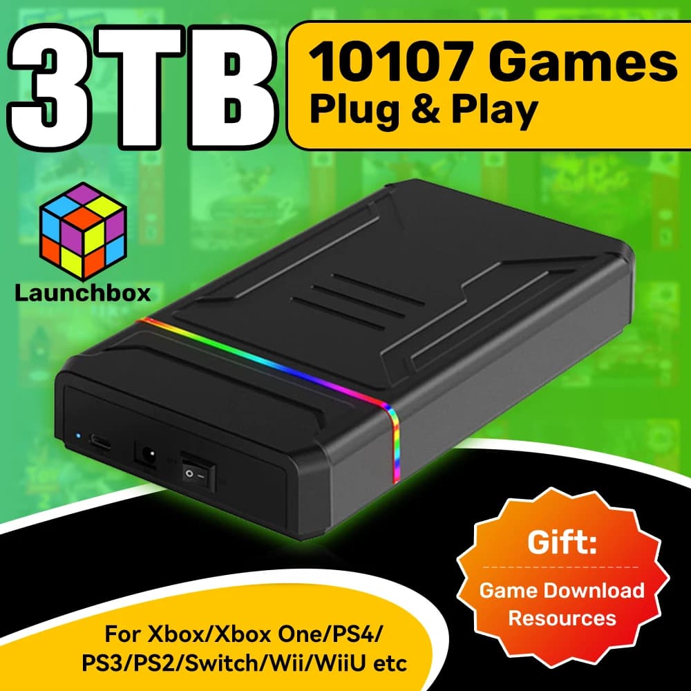 Windows PC/노트북용 10107 게임이 포함된 XBOX/PS4/스위치/PS3/PS2/PS1/WiiU/Wii/DC용 3T 게임 HDD Launchbox OS 레트로 게임 콘솔