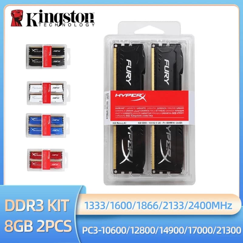 Kingston Memoria DDR3 8GB 16GB(2x8GB) 키트 RAM 1600MHz 1333MHz 1866MHz 2133MHz 2400MHz 데스크탑 RAM 1.5V DIMM PC3-12800 14900