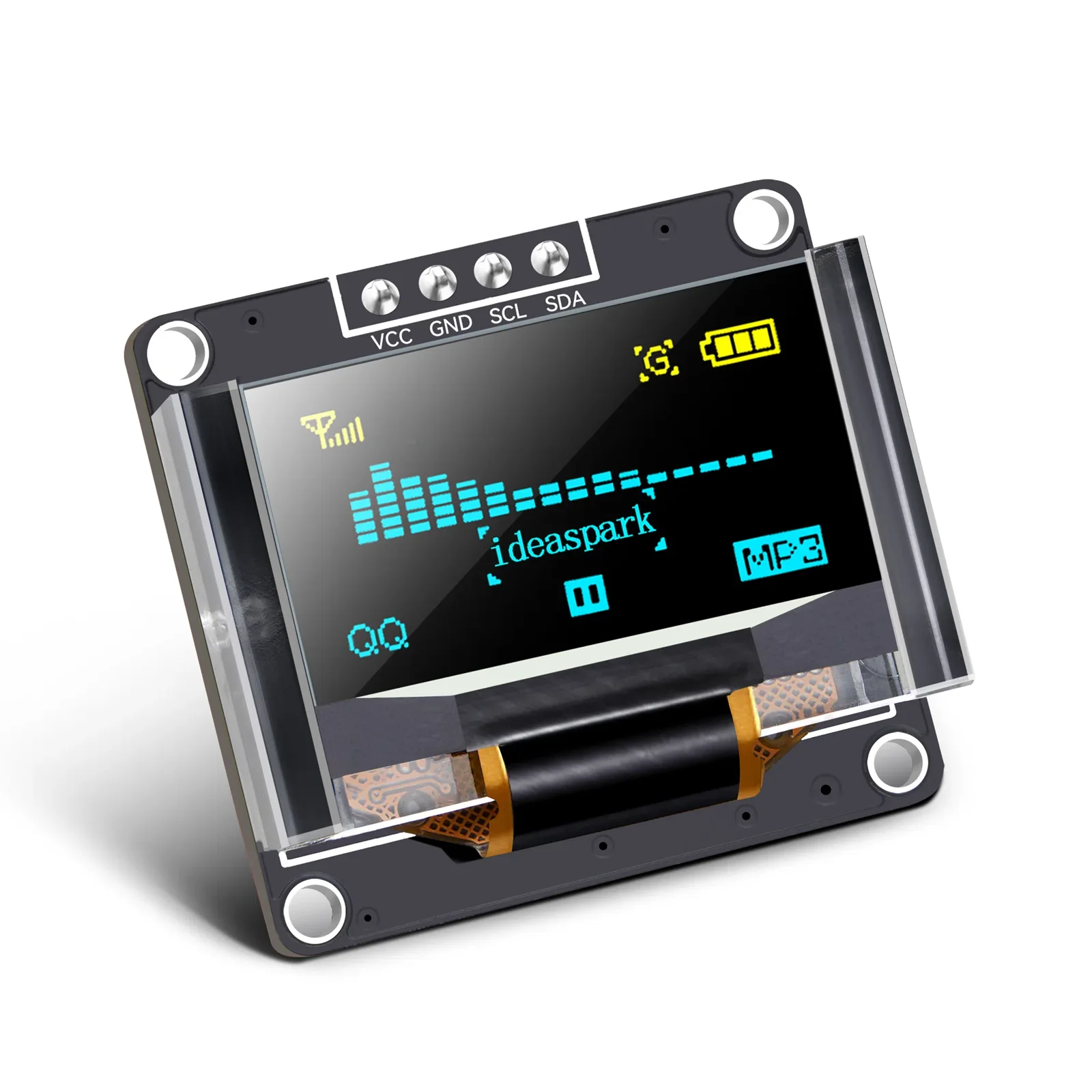 보호 케이스가 포함된 0.96인치 OLED 디스플레이 모듈 128x64 SSD1306 스크린 보드는 Arduino 및 Raspberry Pi와 호환됩니다(솔더 핀)