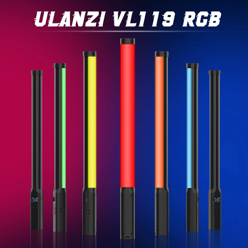 Ulanzi VL119 핸드 헬드 RGB 다채로운 스틱 라이트 19.68 인치 핸드 헬드 LED 라이트 완드 CRI 95 + 2500K-9000K 사진 스튜디오 램프