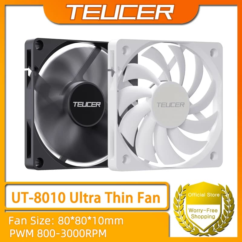 데스크탑 PC CPU 냉각용 TEUCER UL-8010 초박형 섀시 팬 80x10mm PWM 4핀