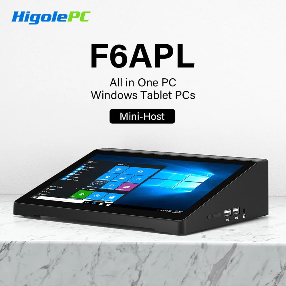 Higole F6APL 10.1'' 팬리스 미니 PC 인텔 J3455 윈도우 10 WiFi5 4GB 64GB 2340mAh 4K RS-232 RJ45 노트북 데스크탑 PC 미니 컴퓨터