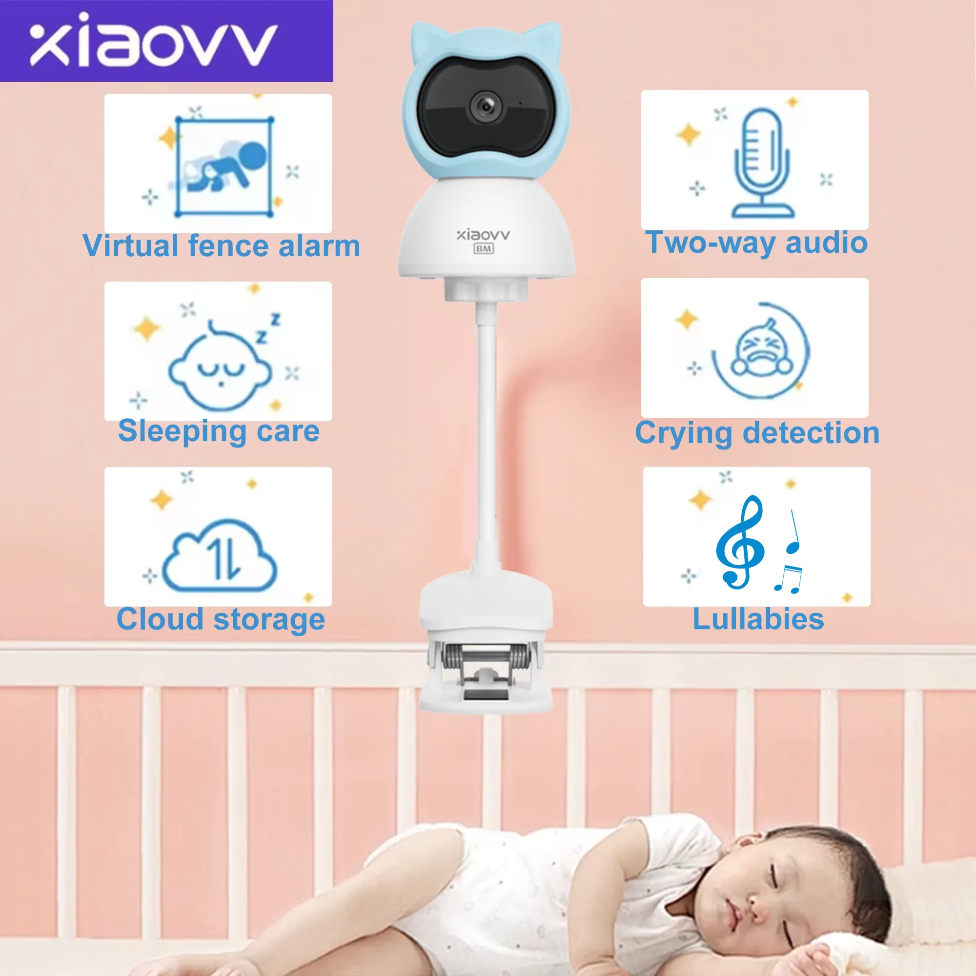 4MP WiFi 샤오비 실내 베이비 모니터 양방향 오디오 동작 감지 야간 투시 아기 카메라 (가정용 보안 360도) °