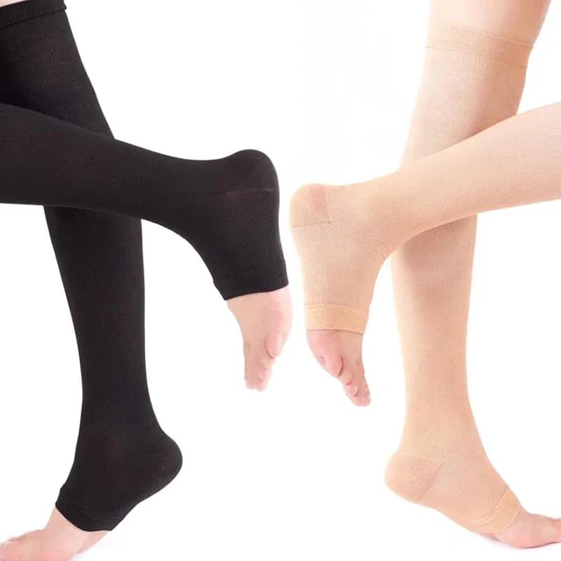 정맥류용 발가락부터 무릎까지 압박 양말 1쌍, 순환 촉진을 위한 탄력 있는 종아리 보호 지원 스타킹