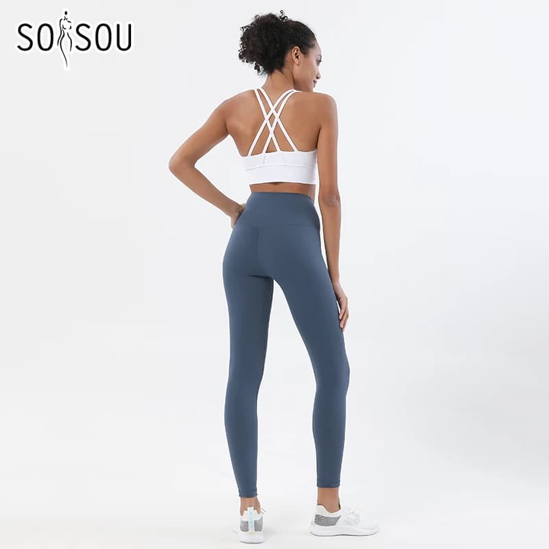 SOISOU 나일론 요가 세트, 여성용 운동복, 체육관 피트니스 세트, 레깅스 스포츠 브라, 통기성 스포츠웨어, 여성 의류, 2 피스