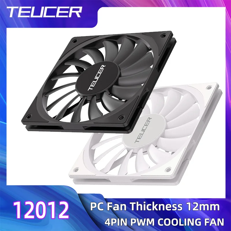 TEUCER TE-12012 초박형 냉각 팬 120x120x12mm 초박형 크기 저소음 4PIN PWM 데스크탑 컴퓨터 CPU 쿨러용