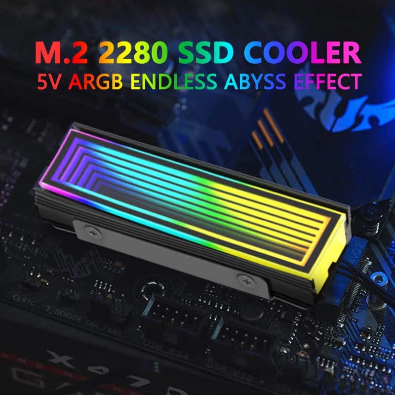 5V ARGB 동기화 컴퓨터 2280 SSD M2 라디에이터 PC RGB M.2 Nvme 쿨러 방열판 끝없는 심연 효과