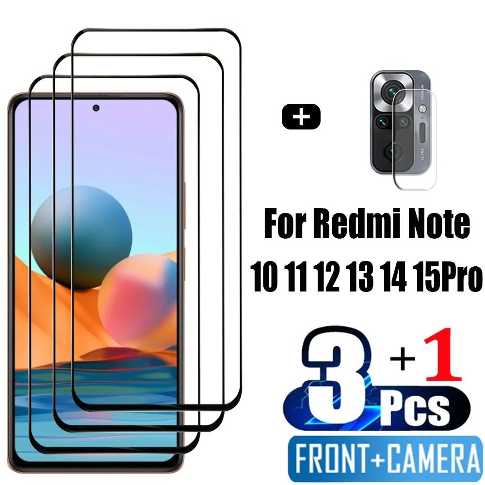 전면 강화 유리 Xiaomi Redmi Note 15 14 10 11 12 13 Pro 5G 화면 보호기 Redmi Note 12S 11S 10S 보호 필름 Note10 S 전화 영화 Note11 Tempered Glass Redmi Note12 Pro Plus 카메라 렌즈 필름