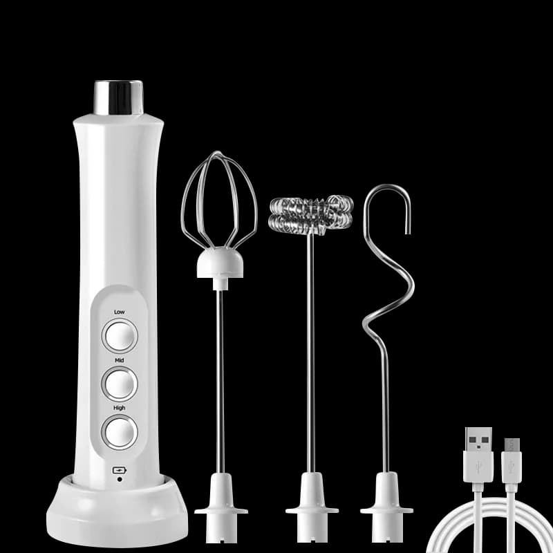 3 In 1 휴대용 충전식 전기 우유 Frother 폼 메이커 핸드 헬드 폼 메이커 고속 음료 믹서 커피 Frothing Wand