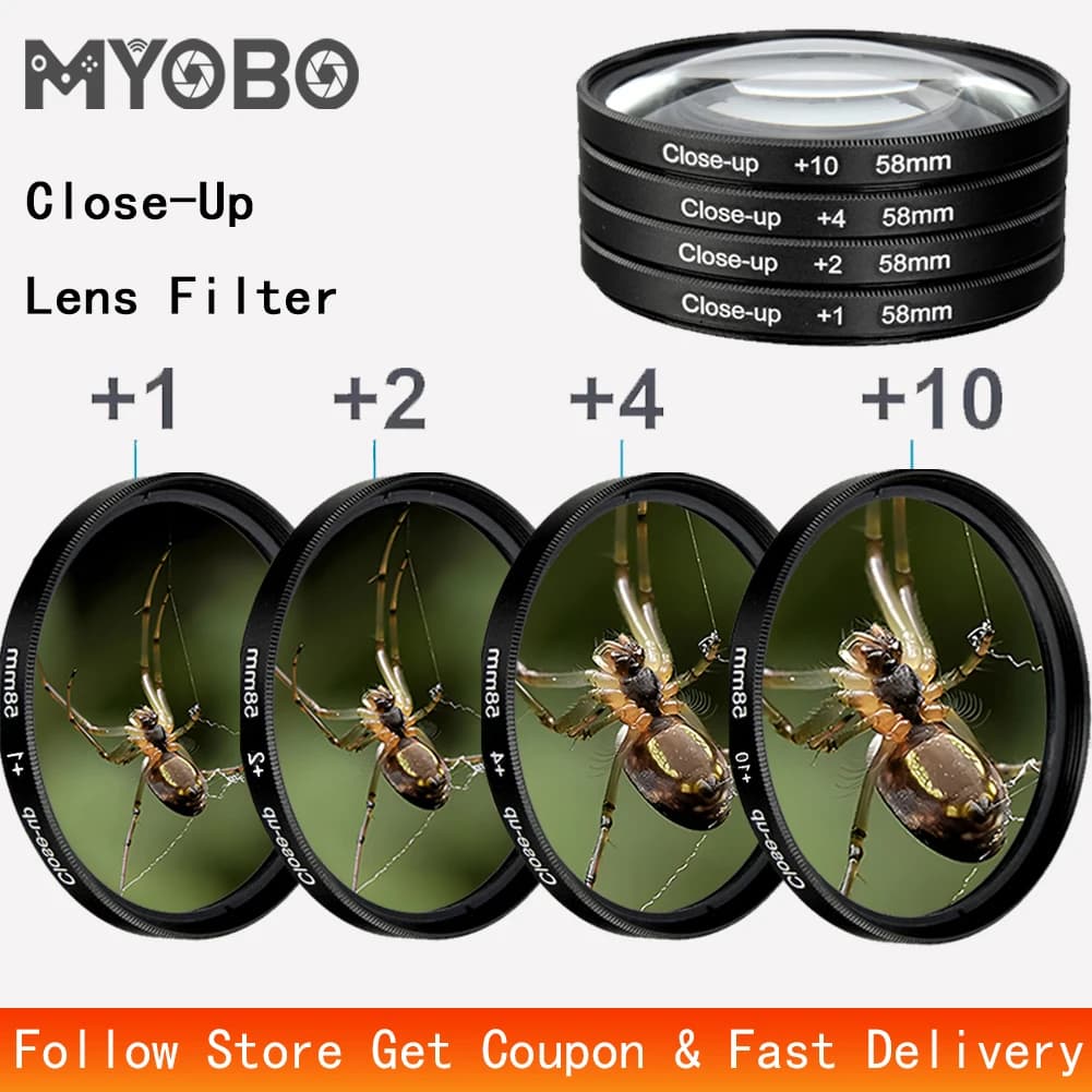 MYOBO 클로즈업 매크로 필터 +1 +2 +4 +10 DSLR SLR 카메라용 클로즈업 Len 필터 - 37 40.5 43 46 49 52 55 58 62 67 72 77 82 mm