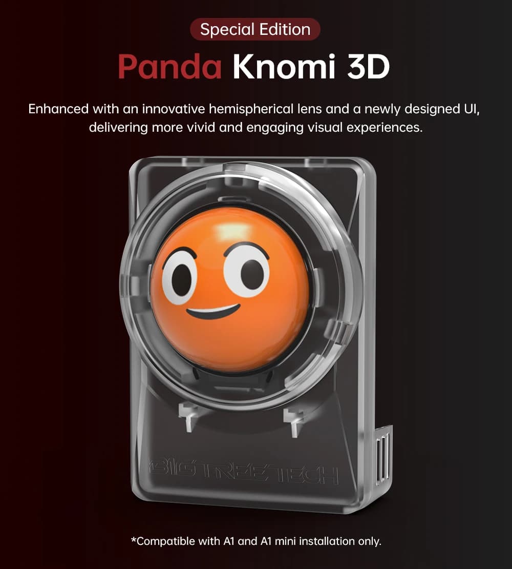 BIGTREETECH Panda Knomi 3D 업그레이드 오렌지 입체 디스플레이 스크린 반구형 렌즈 Bambu Lab A1 A1 미니 프린터용