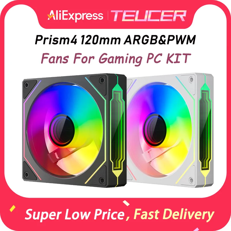 TEUCER Prism4 정방향/역방향 팬 120MM 5V 3PIN ARGB 12V 4PIN PWM 2000RPM 유압 베어링 디자인 게이머를 위한 안정적이고 조용함