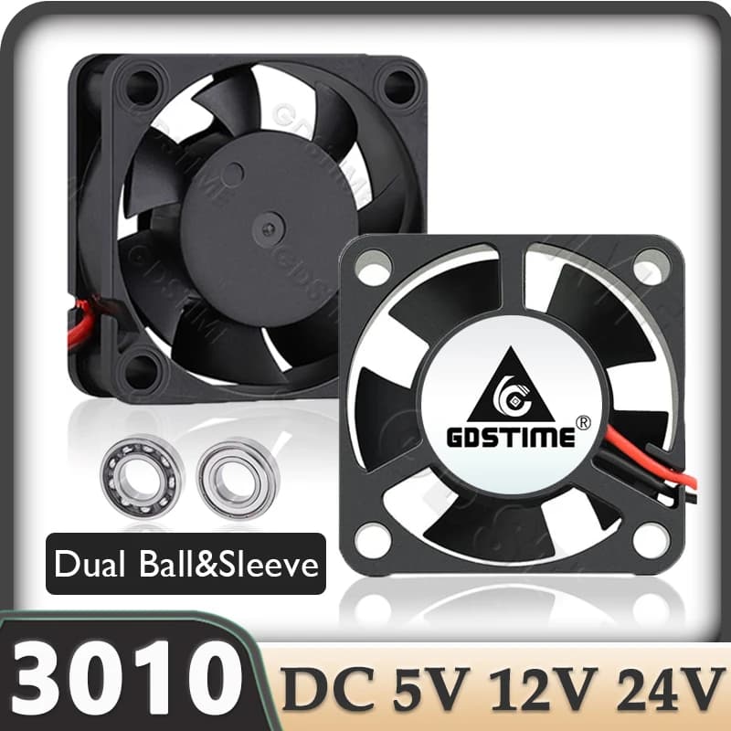 Gdstime 3010 팬 24V 듀얼 볼 쿨링 팬 3cm DC 12V 5V 라디얼 팬 30x10mm 브러시리스 축류 팬 3D 프린터 팬 미니 쿨러