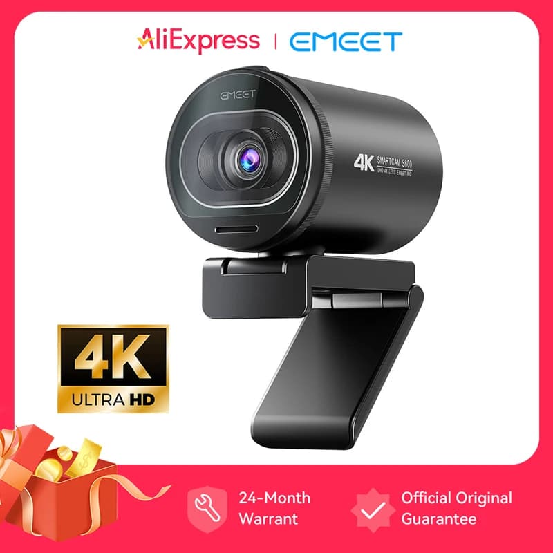 4K 웹캠 1080P 60FPS 스트리밍 웹 카메라 EMEET S600 자동 초점 라이브 스트림 카메라(마이크 및 개인 정보 보호 커버 포함) Tiktok/YouTube용