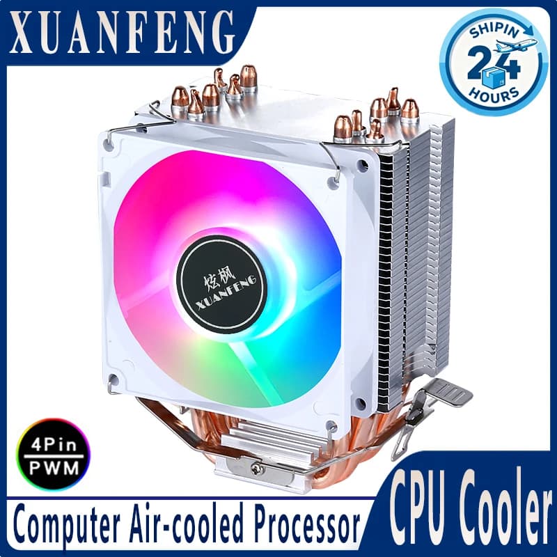 XUANFENG 2/4/6 히트 파이프 쿨러 CPU 팬 90mm 공냉식 프로세서 호환 LGA2011-3 x79 x99 E5 2066 115x 1200 1700 i5 AM4 AM5