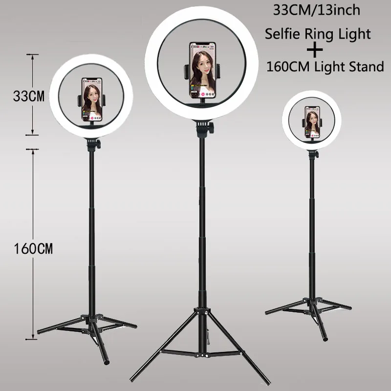 26 33CM 비디오 조명 디밍이 가능한 라이트 Selfie LED 링 라이트 USB 링 조명 램프 (삼각대 스탠드 포함) Youtube Ringlight 만들기