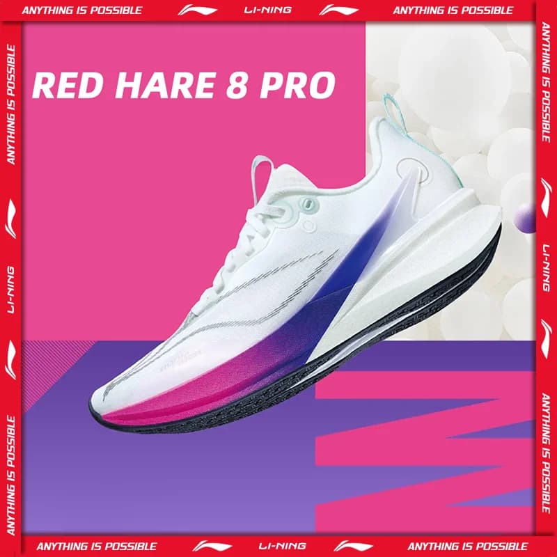 Li-Ning 여성용 RED HARE 8 PRO 레이싱 운동화 BOOM 쿠션 LN DWR 발수 LiNing 트레이닝 스니커즈 ARPV016