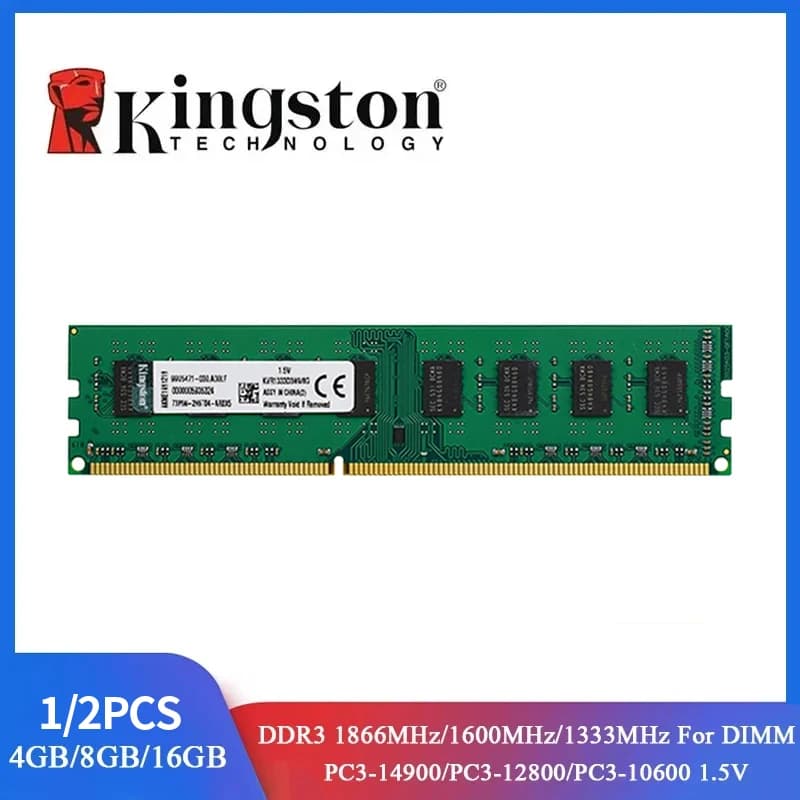 1/2PCS Kingston RAM DDR3 Memoria 8GB 4GB 1333 1600MHz 1866MHz PC3-10600 PC3-12800 PC3-14900 데스크탑 컴퓨터 메모리 모듈 용