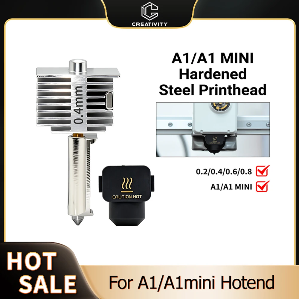 Bamboo A1/A1 Mini/A2L용 핫엔드 키트 A1 A1Mini 3D 프린터용 일체형 스테인레스 스틸 노즐 핫엔드 0.2/0.4/0.6/0.8mm