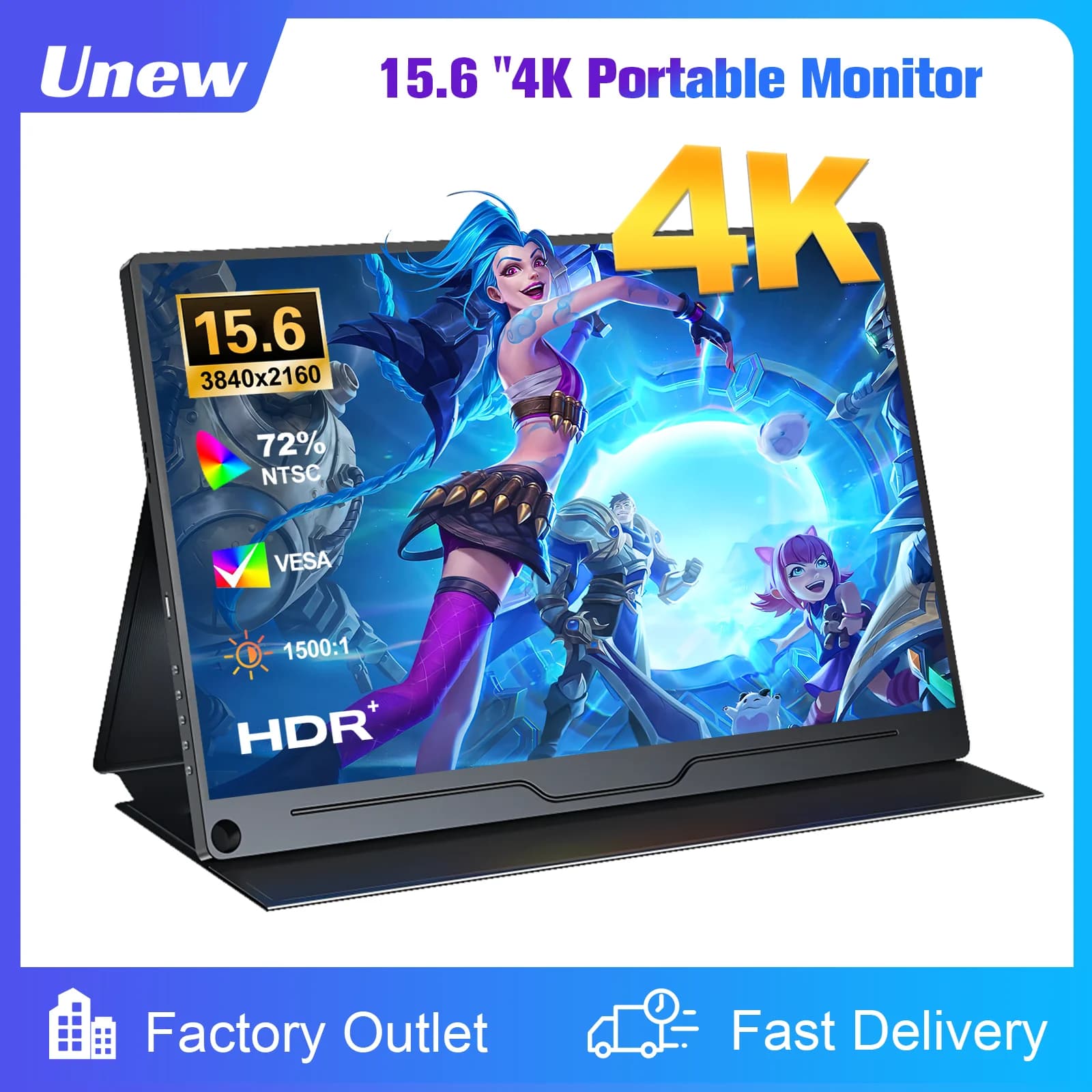 15.6인치 4K UHD IPS 모니터 3840x2160 |   HDMI 및 USB-C 포트 |   Xbox/PS5/PS4/Mac/PC용 게임/사무실/디자인 디스플레이