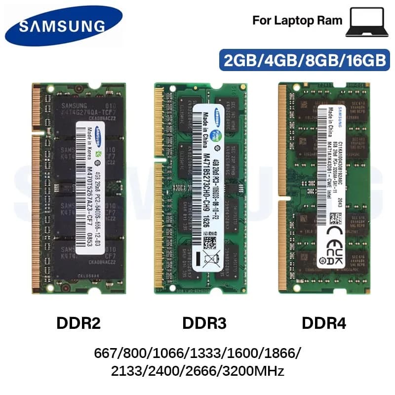 삼성 노트북 메모리 DDR2 667 800MHz DDR3 1066 1333 1600 1866MHz DDR4 2133 2400 2666 3200MHz 고성능 노트북 RAM