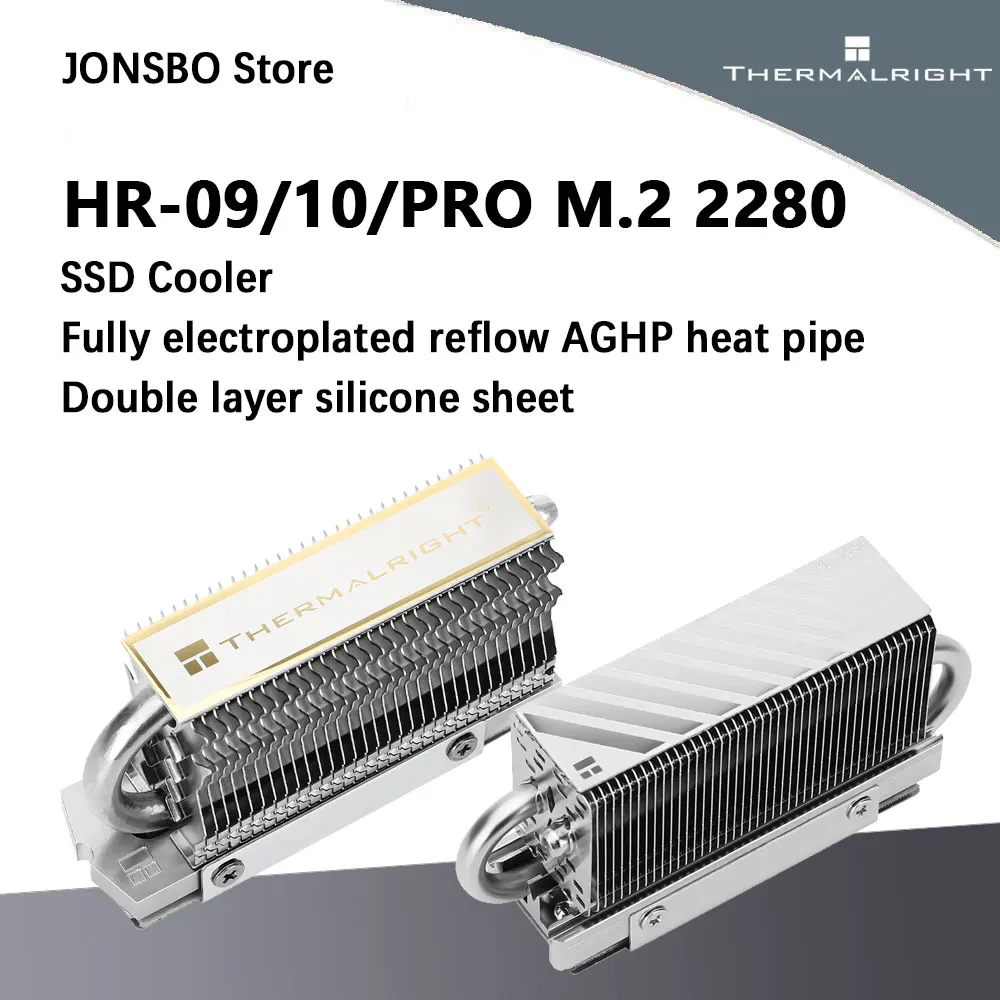 Thermalright HR-10 HR-09 2280 PRO M.2 SSD 솔리드 스테이트 드라이브 방열판 히트파이프 냉각 조끼(온도 조절 팬 포함)