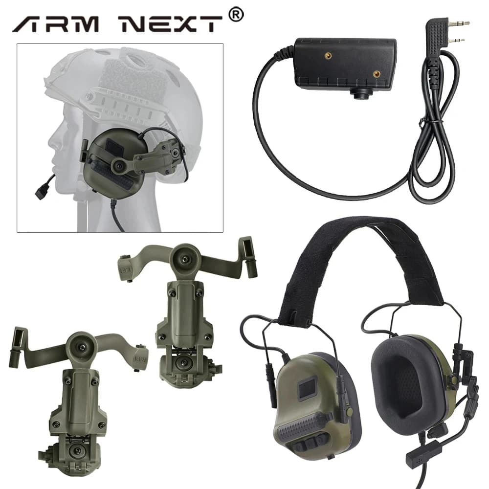 ARM NEXT F10 전술 헤드셋 사냥 슈팅 Wendy M-LOK ARC 헬멧에 맞는 브래킷이있는 소음 차단 헤드폰