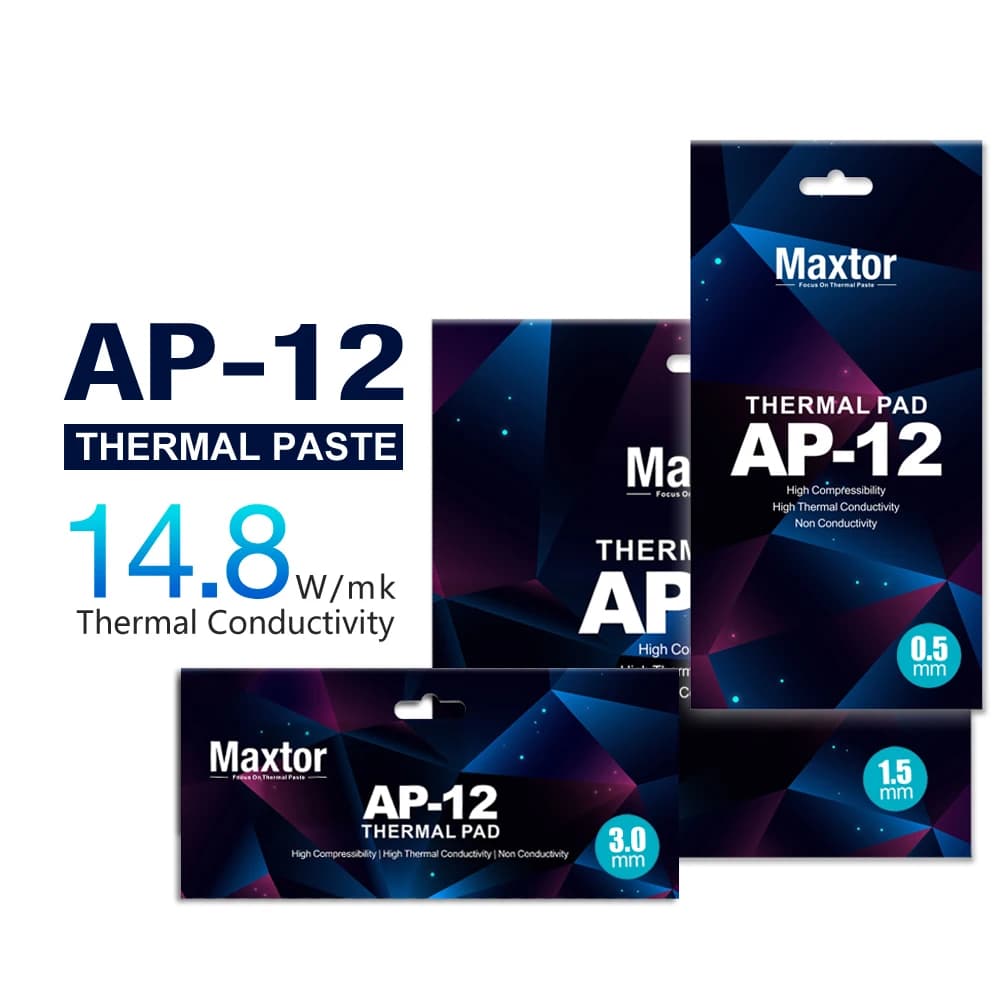 Maxtor AP-12 열 패드 14.8W/mk 높은 열 전도성 열 방출 실리콘 패드 CPU/GPU 실리콘 그리스 냉각 패드