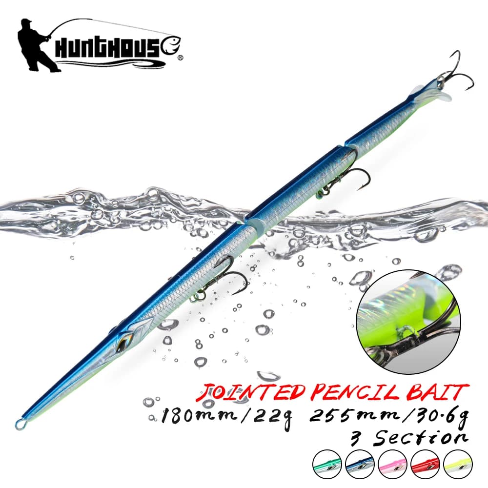 헌트하우스 조인티드 펜슬 베이트 3단 낚시 루어 180mm/22g 255mm/30.6g 니들 싱킹 스윔베이트 블루피쉬, 시배스 태클용