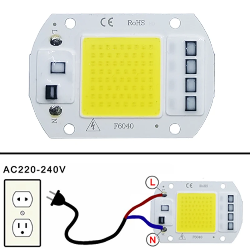 LED 칩 COB 램프 10W 20W 30W 50W AC 220V 240V IP65 스마트 IC 필요 없음 드라이버 DIY 홍수 빛 Led 전구 스포트라이트 야외 램프 구슬