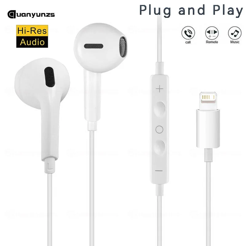 유선 이어폰 유형 c 이어버드, Apple Lightning 헤드폰, 라인 Iphone 5 6 8 7 Plus X XS MAX XR 10 11 12 13 14 Pro 15 16