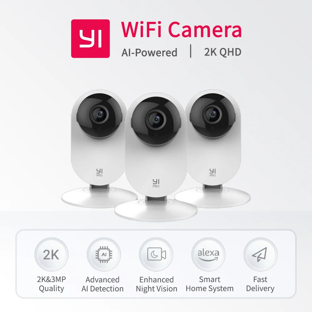 YI 프로 키트 홈 카메라 와이파이 IP 보안 감시 스마트 시스템, 야간 투시경 베이비 모니터, iOS, 안드로이드 앱, 2K, 3 개