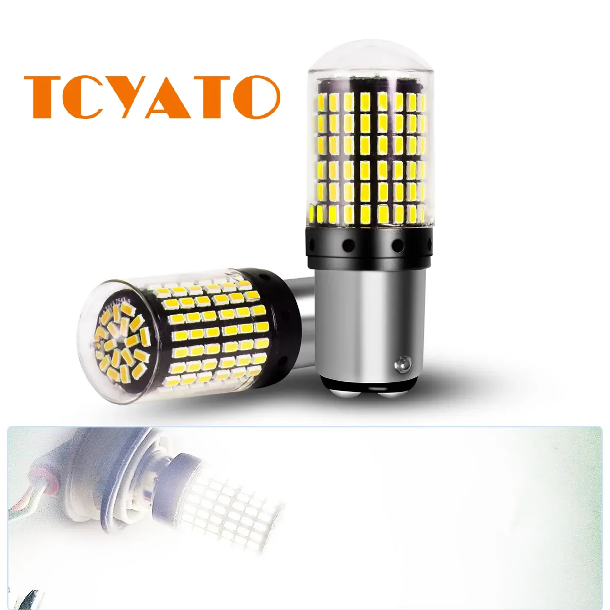 방향 지시등용 LED 전구 Canbus 램프, 1156 BA15S P21W BAU15S PY21W T20 7440 W21W 3157 1157 P21/5W W21/5W, 144smd, 2 개