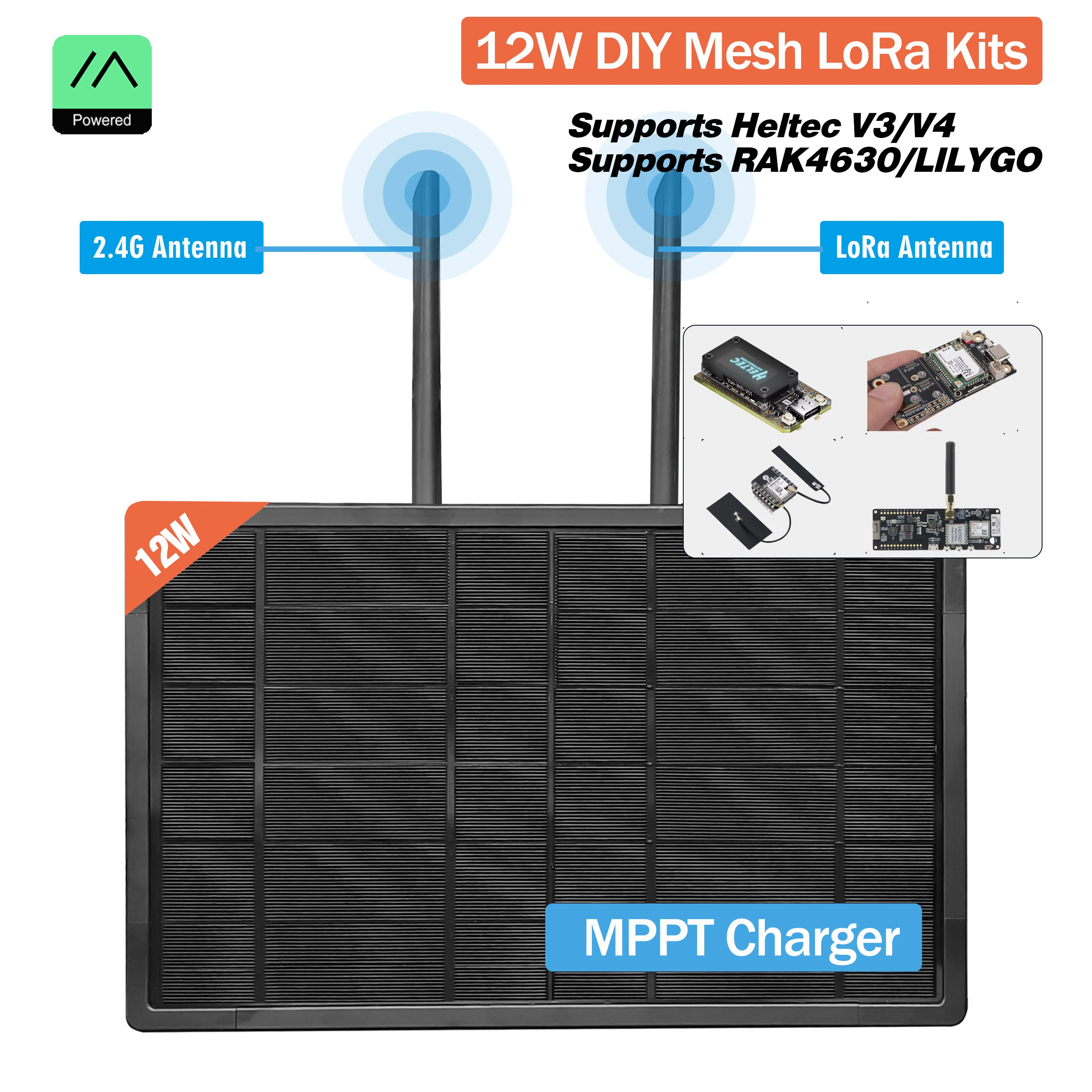 12W MPPT 태양광 패널 Heltec 433 868 915Mhz LoRa 배터리 야외 IP67 방수 Wifi Meshtastic RAK4631 LILYGO ESP32 Arduino IoT