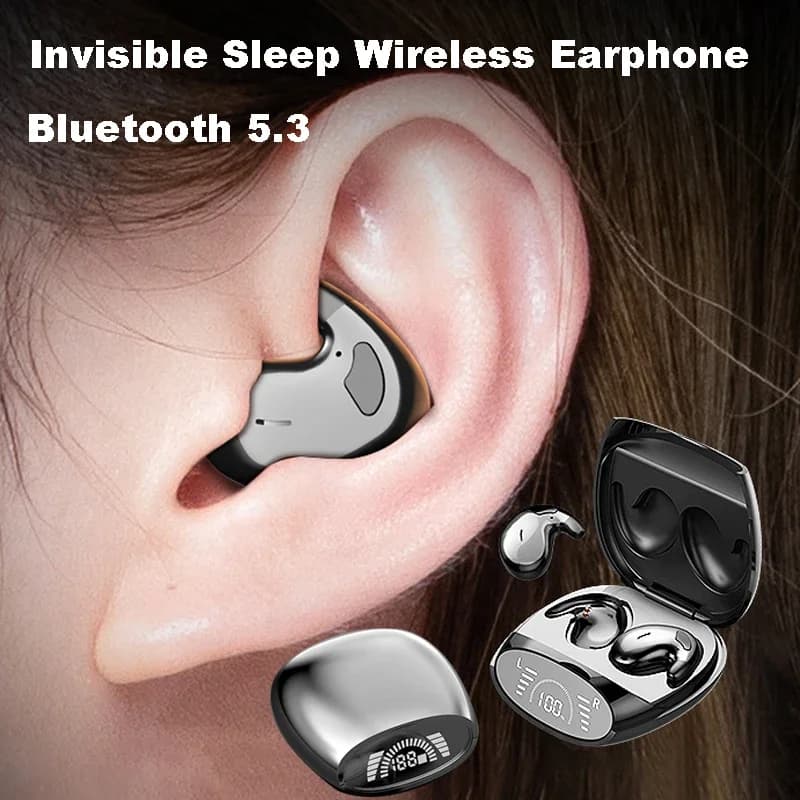 미니 수면 보이지 않는 이어 버드 작은 숨겨진 헤드폰 Bluetooth 5.3 이어폰 소음 차단 스포츠 스테레오 TWS 무선 헤드셋