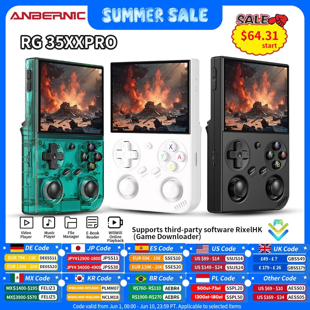 Anbernic RG 35XXPro 레트로 휴대용 게임 콘솔 RG35XX Pro 게임 플레이어 지원 RixelHK WiFi 스트리밍 컨트롤러 HD TV 출력