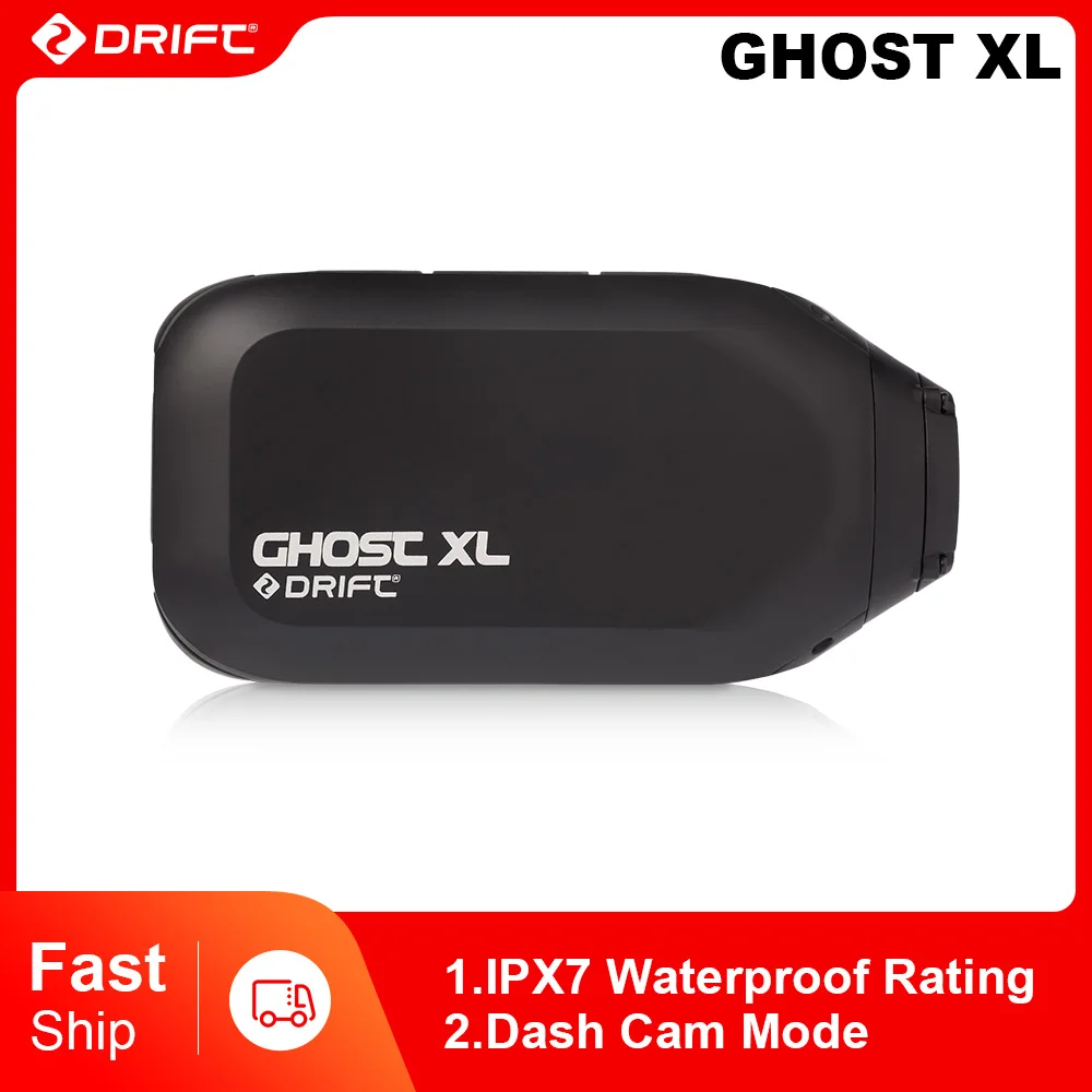 Drift Innovation Ghost XL 액션 카메라, 1080 풀 HD 비디오 카메라, 회전 렌즈 및 대시 캠 모드, IPX7 방수 카메라