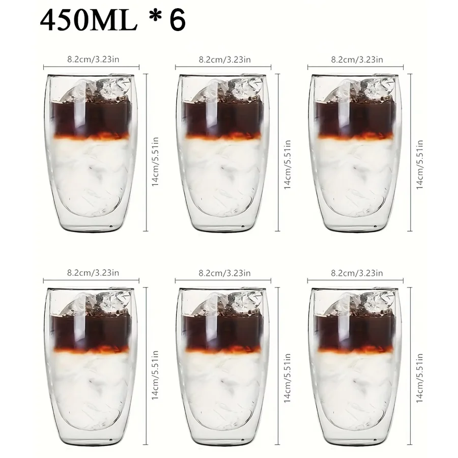 이중벽 유리컵 단열 투명 수제 차 음료 컵 미니 위스키 잔 에스프레소 커피 머그 세트 250-450ml