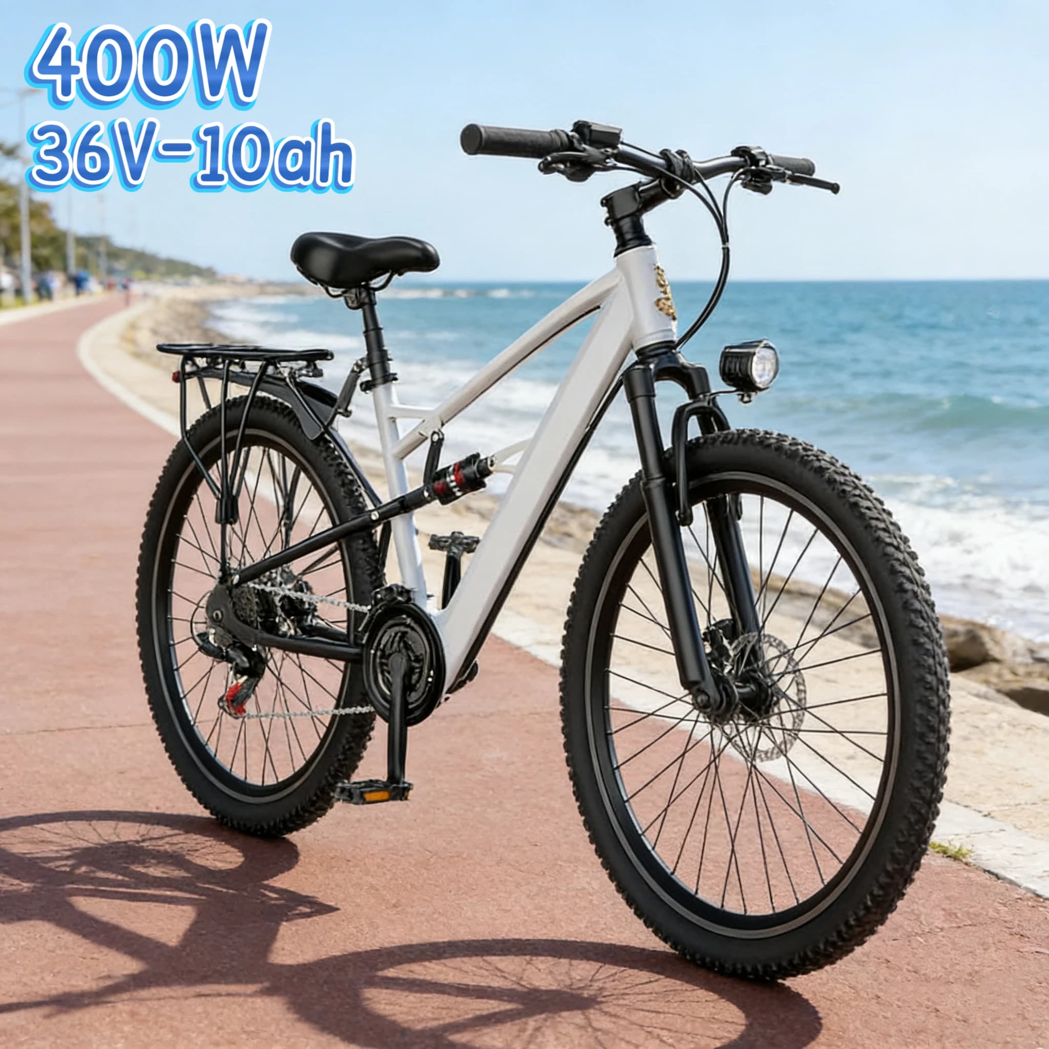 400W 모터 전기 자전거 36V 30AH 배터리 성인용 전기 자전거, 26인치 내마모성 타이어 전지형 주행 전기 자전거