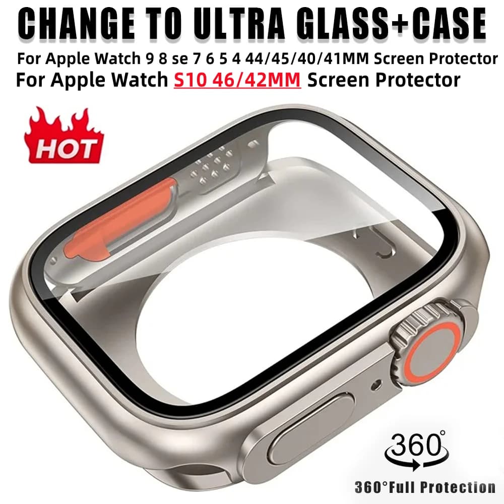 애플워치 46mm 45mm 44mm 40 41 42mm 하드 PC 전면 후면 범퍼 케이스 iwatch 10 9 8 7 SE 6 5 울트라 스타일 스크린 보호필름