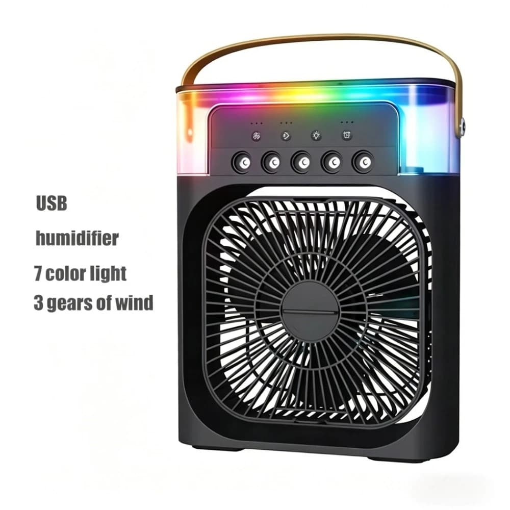 새로운 3 in 1 블랙 팬 에어컨 가정용 미니 에어쿨러 LED 야간 조명 휴대용 가습기 공기 조절 팬 사무실 팬