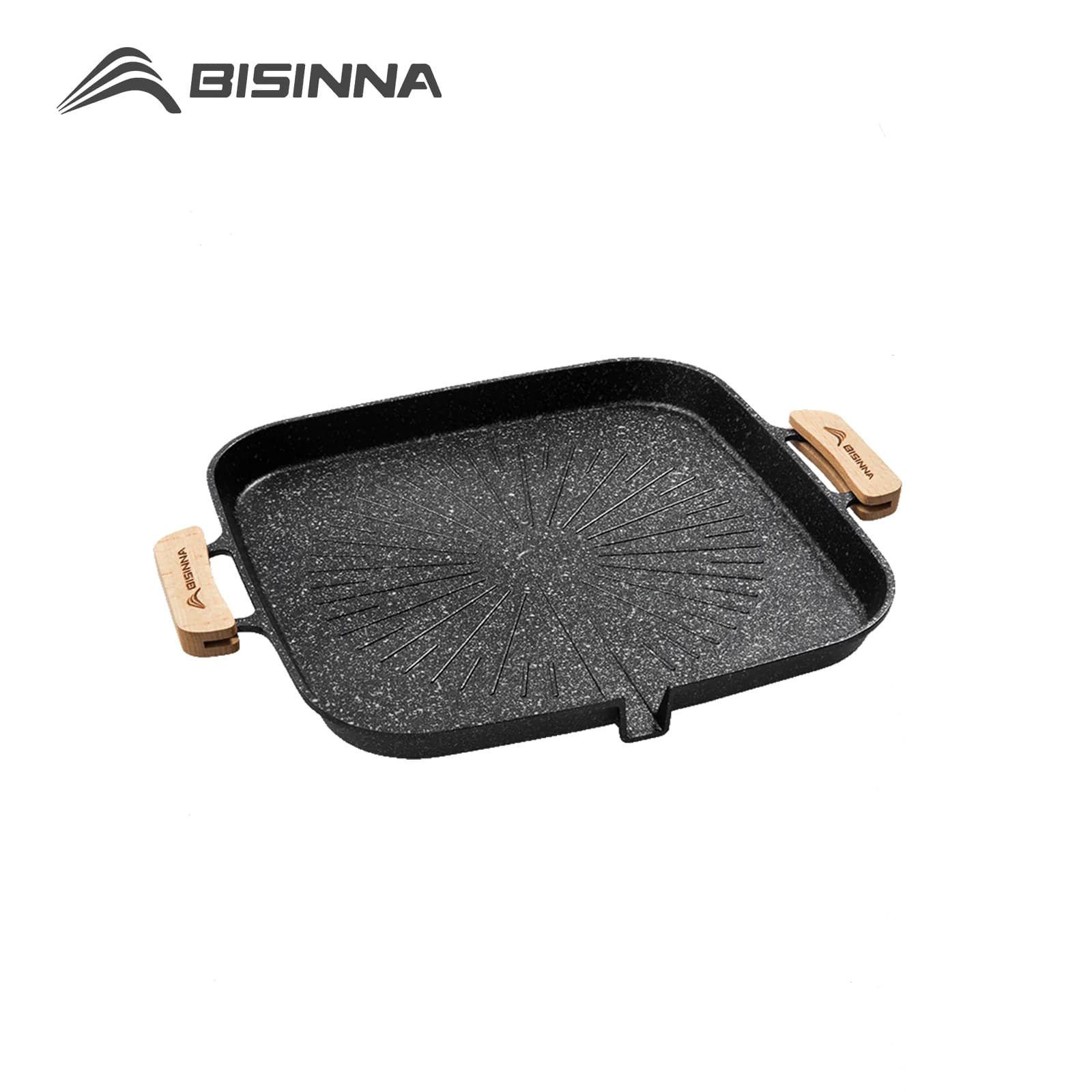 BISINNA 스퀘어 바베큐 그릴 팬 비 스틱 스토브 탑 바베큐 트레이 한국어 로스팅 그릴 플레이트 야외 캠핑 용품