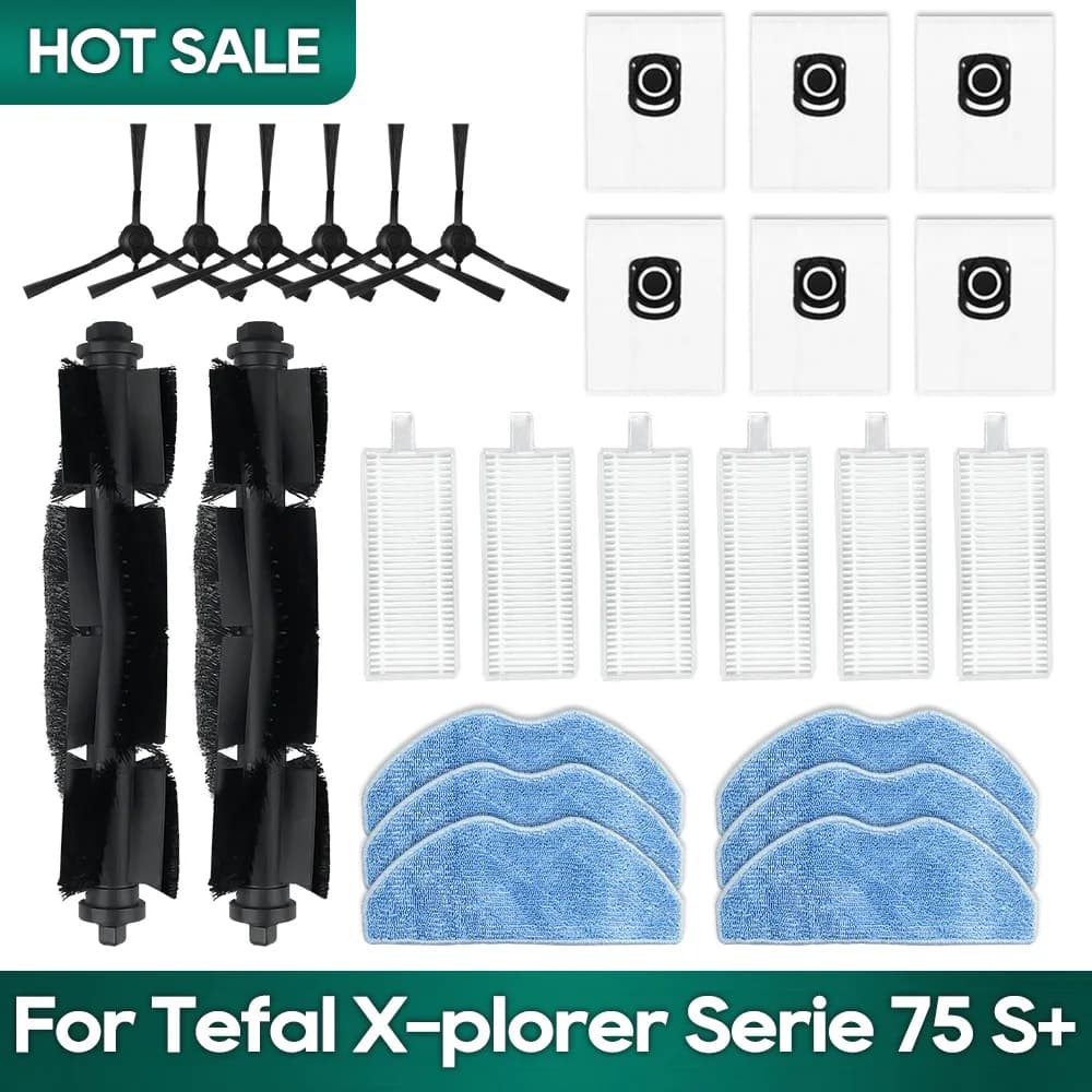 Tefal Rowenta X-plorer Serie 65+, 75S RR8577WH, 75S+ RG8597W / RR8587WH 액세서리 브러시 Hepa 필터 걸레 먼지 봉투에 적합