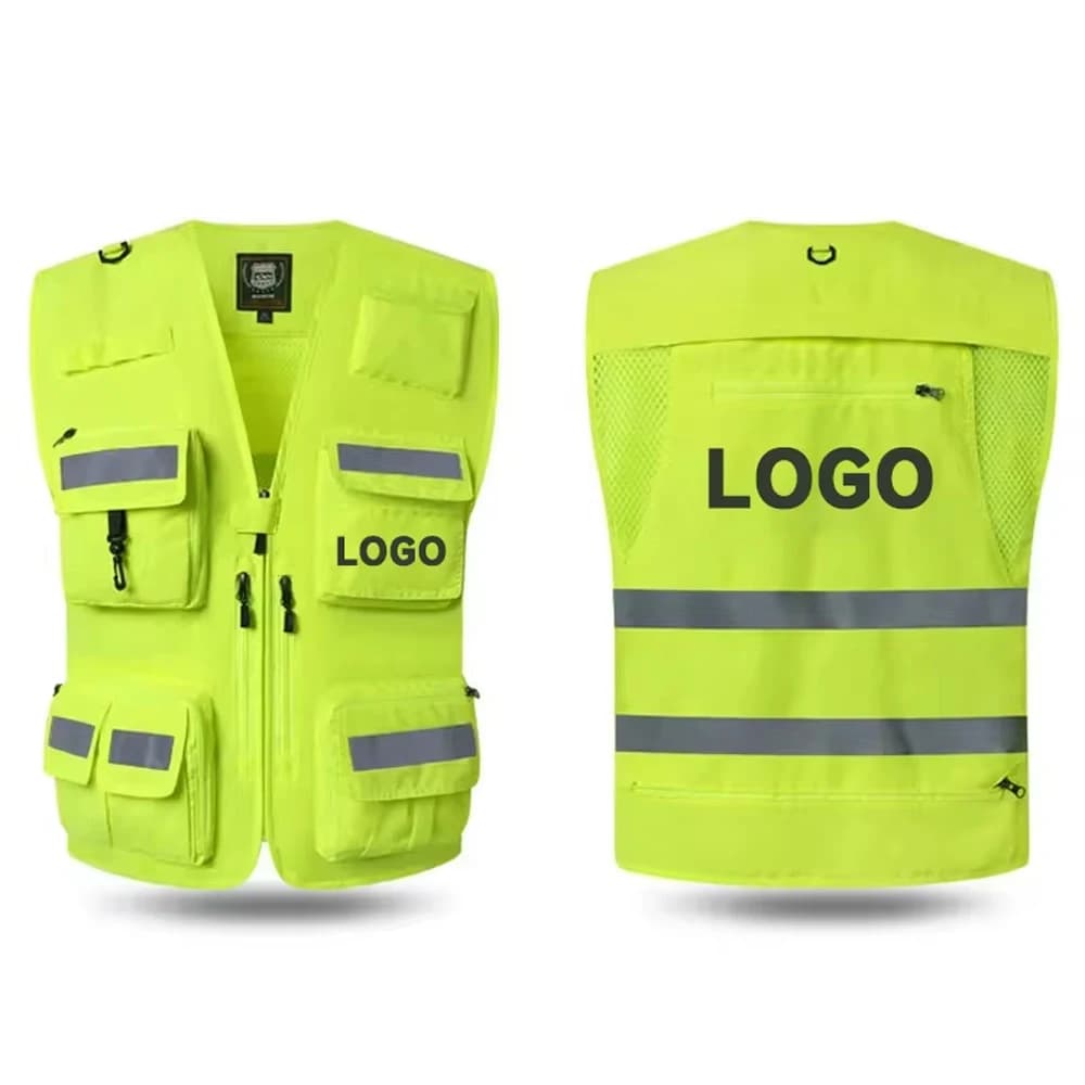 안전 조끼 남자 작업복 멀티 포켓 사진 하이킹 낚시 통기성 메쉬 Hi Vis 작업 조끼