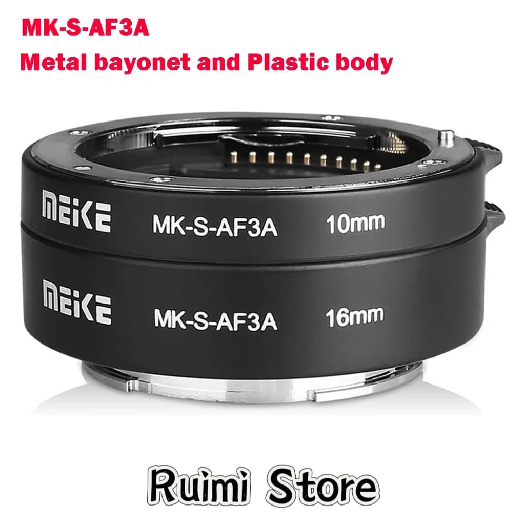 MEIKE MK-S-AF3A 금속 자동 초점 매크로 확장 튜브 어댑터 링 10mm 16mm 소니 미러리스 E-마운트 FE-마운트 A7 NEX 카메라용