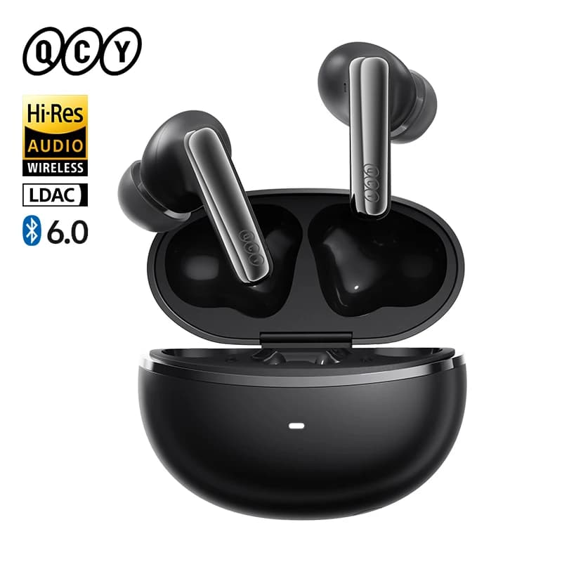QCY MeloBuds N70 ANC 무선 이어버드, 블루투스 6.0, 적응형 노이즈 캔슬링, LDAC, 고해상도 오디오, 6개 마이크, ENC 이어폰, 50시간 재생, 무선 충전, 헤드폰, 인이어 감지