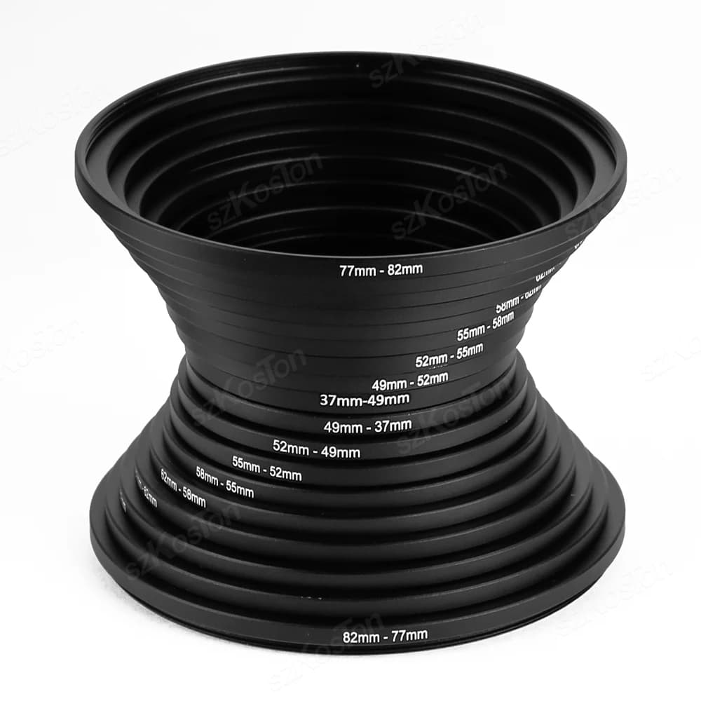 18pcs 카메라 렌즈 필터 스텝 업 & 다운 링 어댑터 모든 카메라 DSLR 용 금속 필터 어댑터 링 37-82 82-37mm 마운트 세트 키트