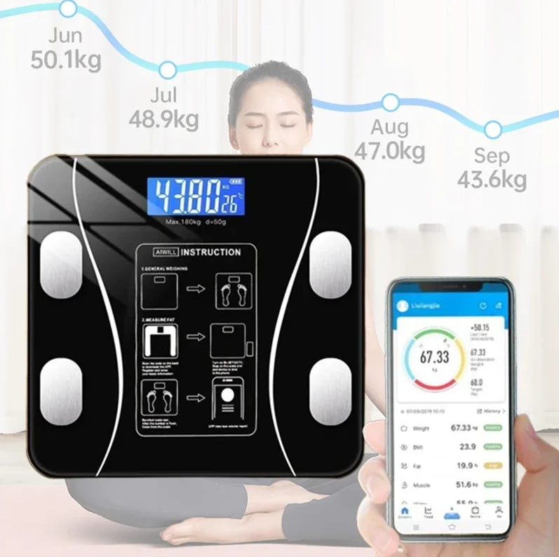 USB 지능형 정밀 체지방 측정기 소형 전자 저울 가정용 디지털 저울 정확한 체중 및 체지방 측정