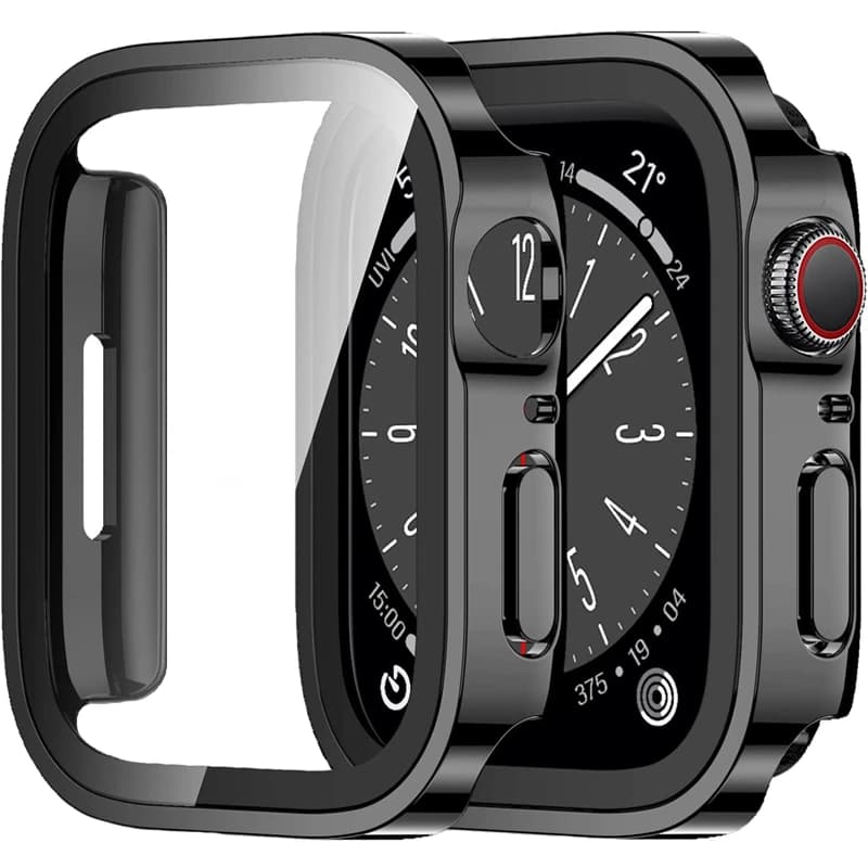 애플워치 42 46mm 45mm 41 49 44mm 40mm용 유리+케이스, 직선형 스크린 보호 커버 케이스, iWatch SE 6 7 8 9 10 11 Ultra 호환