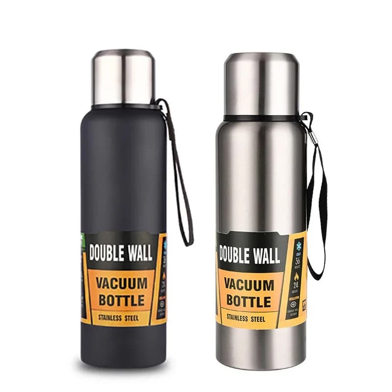 500/1000/1500ml 스테인레스 스틸 보온병 대용량 진공 플라스크 로프 보온병 병이있는 휴대용 절연 텀블러